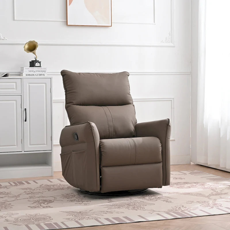 Small Rocking Swivel Recliner Chair with Overstuffed Seat