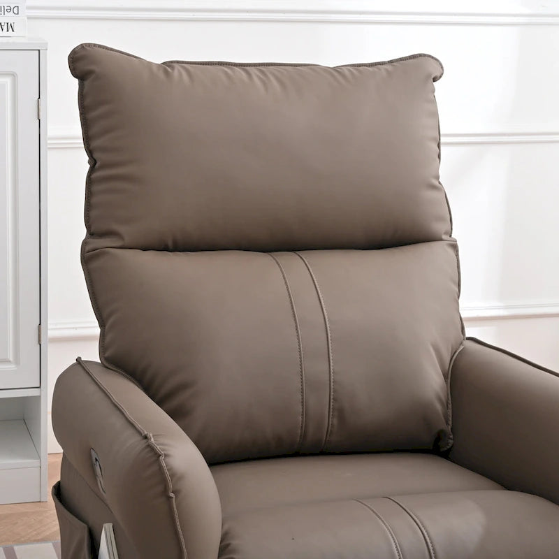 Small Rocking Swivel Recliner Chair with Overstuffed Seat