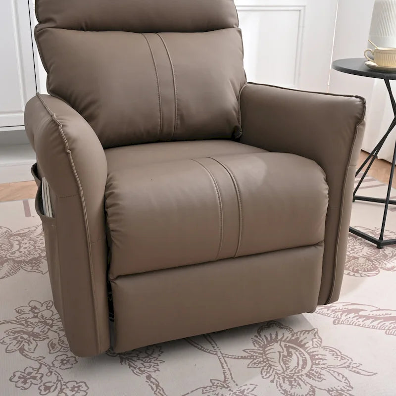 Small Rocking Swivel Recliner Chair with Overstuffed Seat
