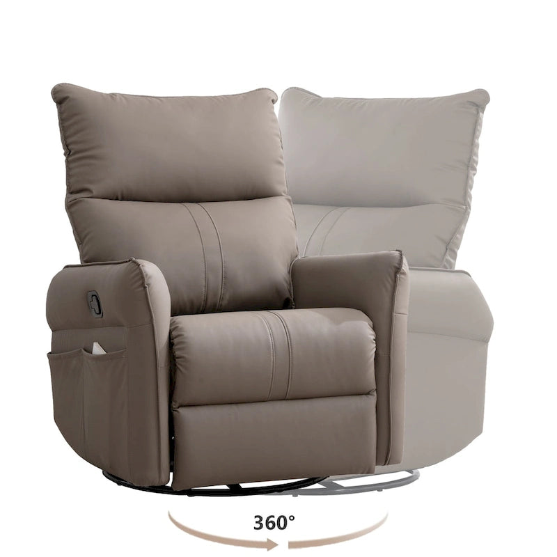 Small Rocking Swivel Recliner Chair with Overstuffed Seat