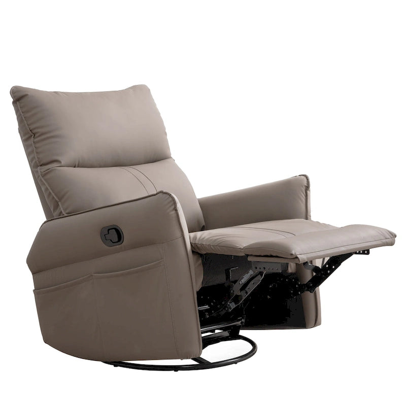 Small Rocking Swivel Recliner Chair with Overstuffed Seat