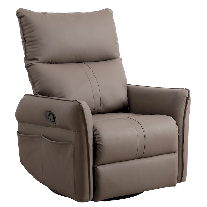 Small Rocking Swivel Recliner Chair with Overstuffed Seat