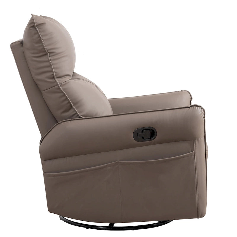 Small Rocking Swivel Recliner Chair with Overstuffed Seat