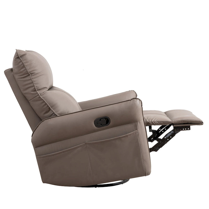Small Rocking Swivel Recliner Chair with Overstuffed Seat