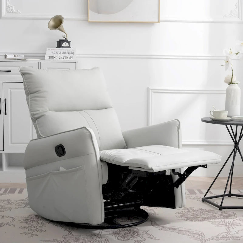 Small Rocking Swivel Recliner Chair with Overstuffed Seat