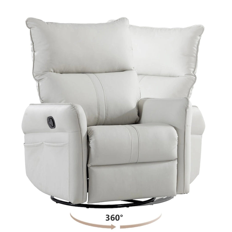 Small Rocking Swivel Recliner Chair with Overstuffed Seat