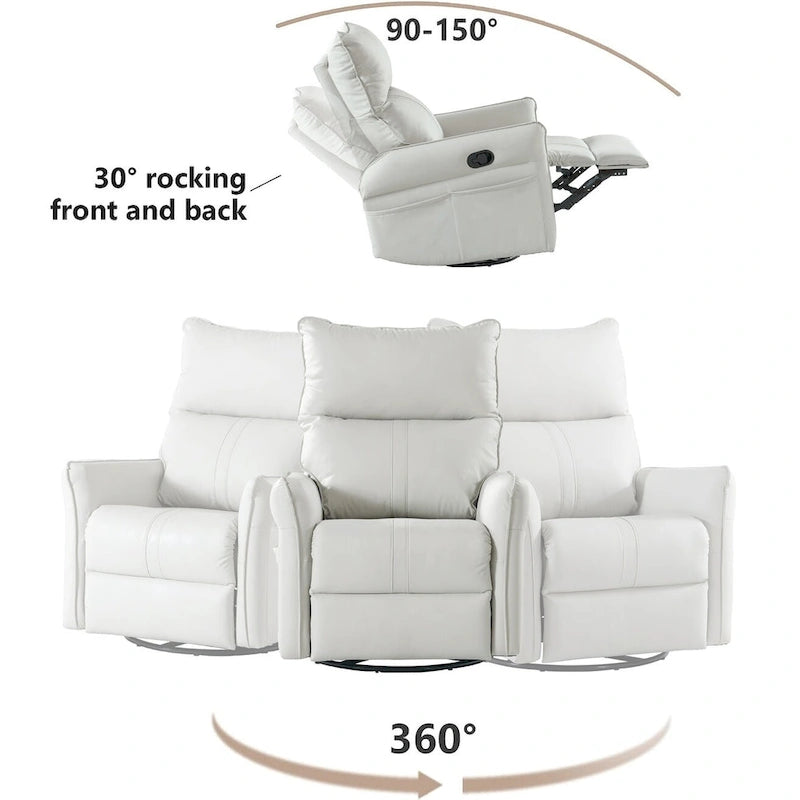 Small Rocking Swivel Recliner Chair with Overstuffed Seat