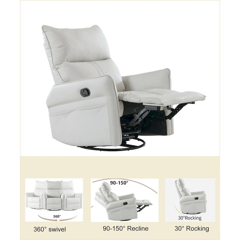 Small Rocking Swivel Recliner Chair with Overstuffed Seat