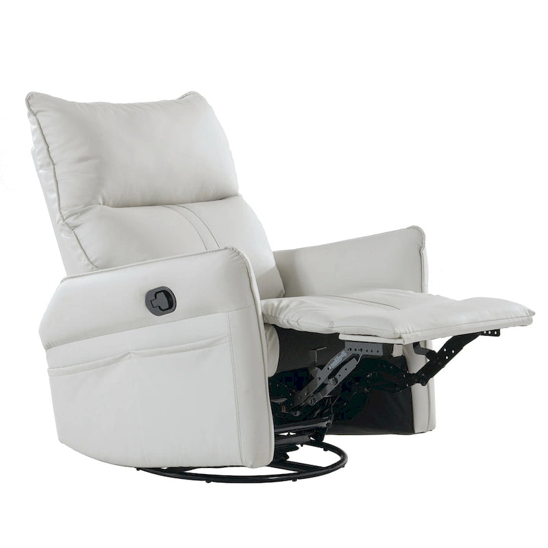 Small Rocking Swivel Recliner Chair with Overstuffed Seat