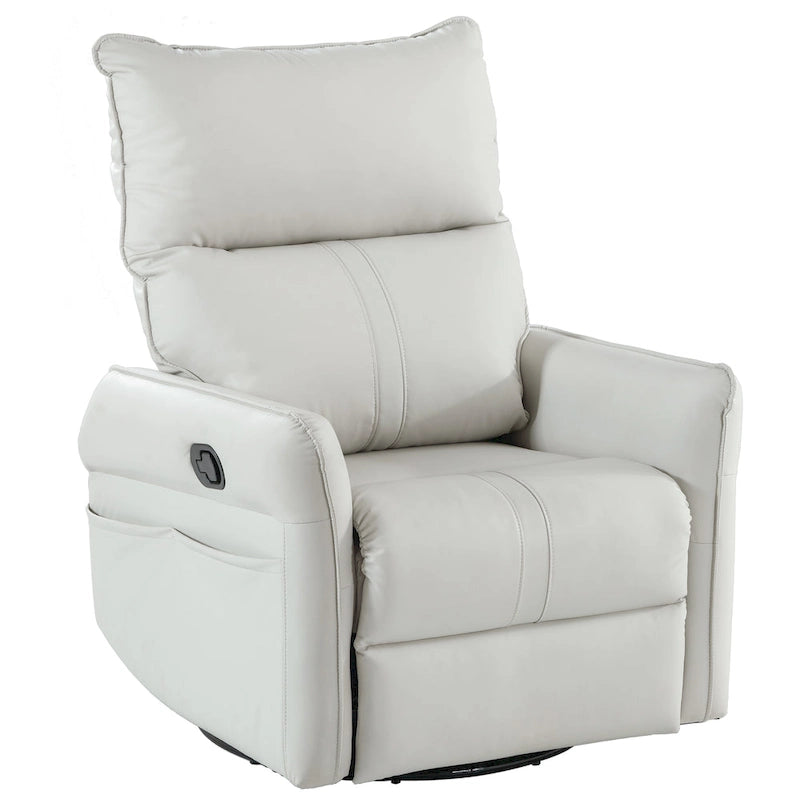 Small Rocking Swivel Recliner Chair with Overstuffed Seat