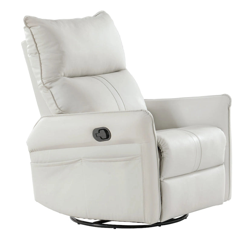 Small Rocking Swivel Recliner Chair with Overstuffed Seat