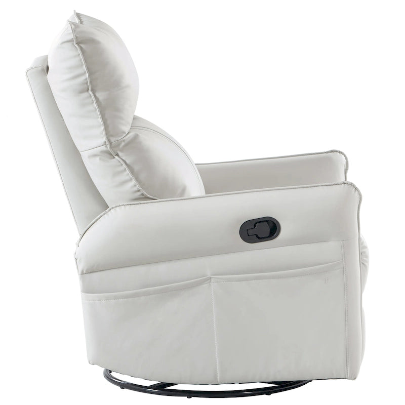 Small Rocking Swivel Recliner Chair with Overstuffed Seat