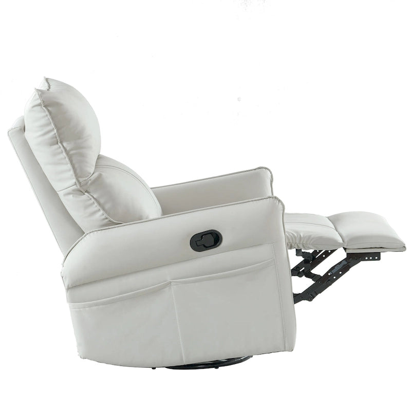 Small Rocking Swivel Recliner Chair with Overstuffed Seat