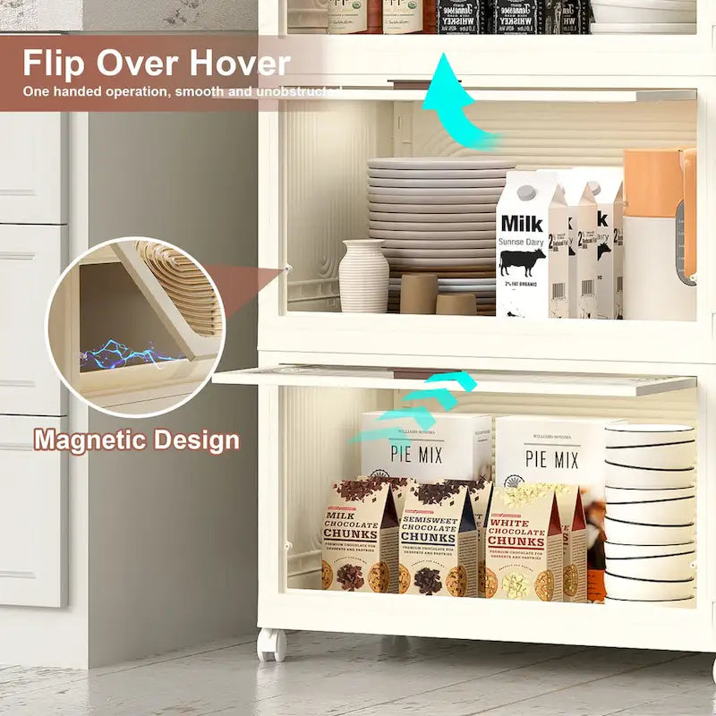 4-Tier Plastic Storage Bins with Lids & Wheels