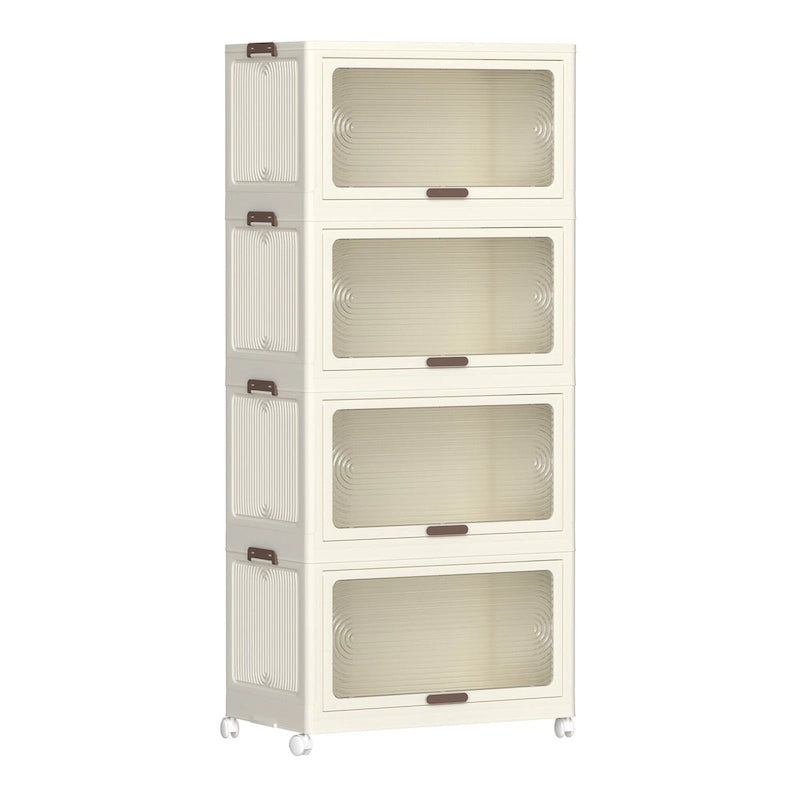 4-Tier Plastic Storage Bins with Lids & Wheels