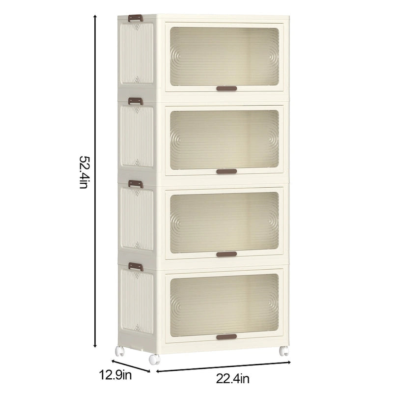 4-Tier Plastic Storage Bins with Lids & Wheels