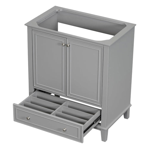 Meuble bas de salle de bain 30 po avec portes, tiroirs et étagère réglable