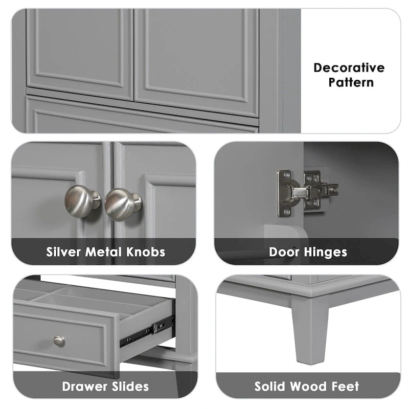 30" Bathroom Vanity Base Cabinet with Doors, Drawers & Adjustable Shelf
