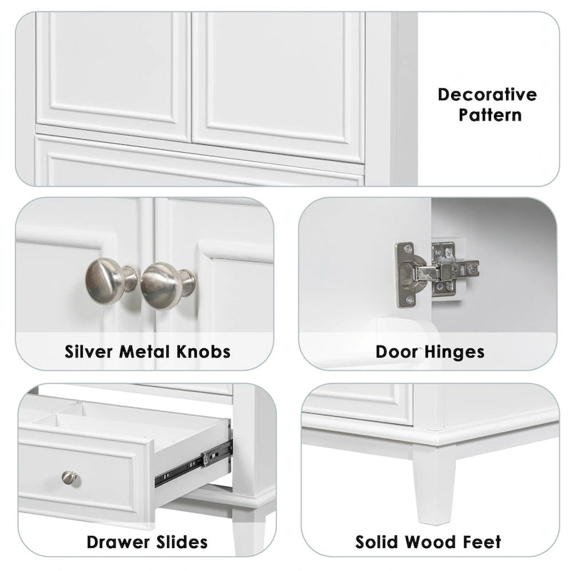 30" Bathroom Vanity Base Cabinet with Doors, Drawers & Adjustable Shelf