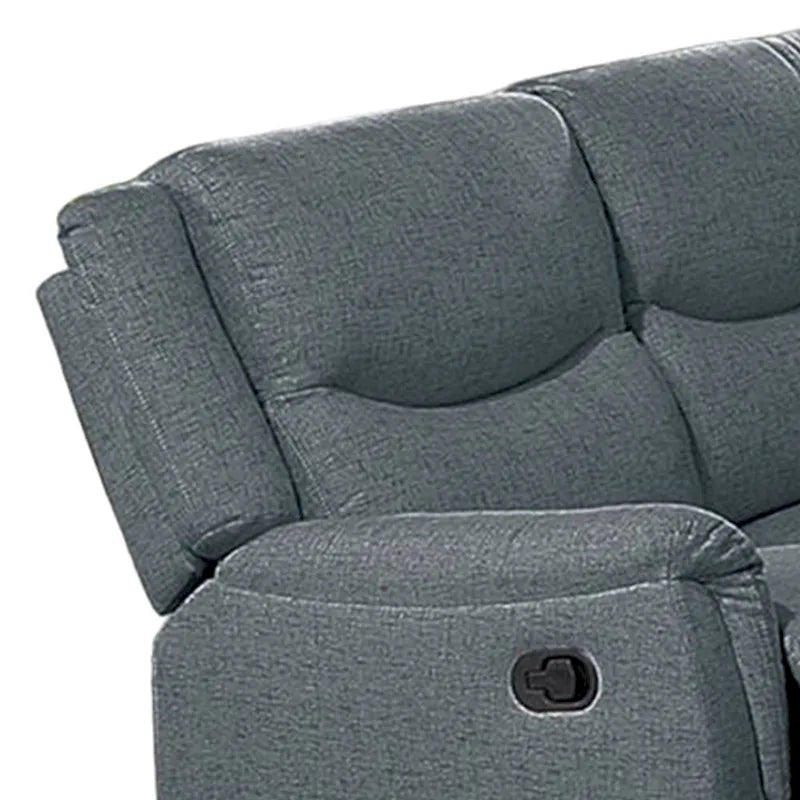 Manual Recliner Sofa, Pillow Arms, 75in, Gray Faux Burlap