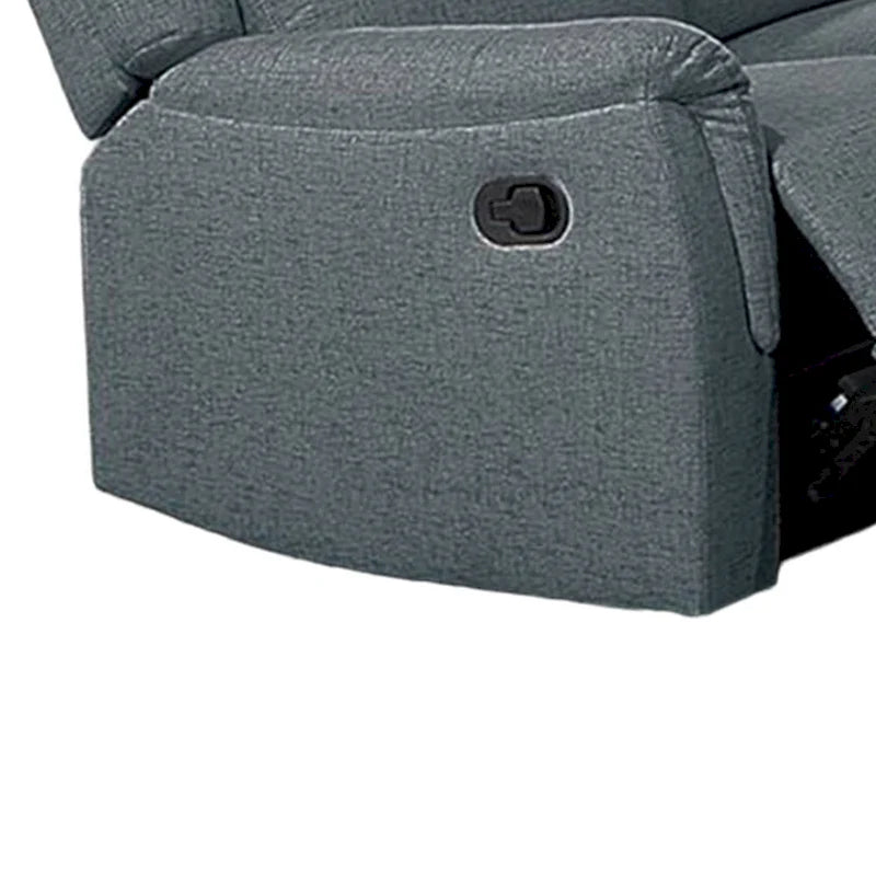Manual Recliner Sofa, Pillow Arms, 75in, Gray Faux Burlap