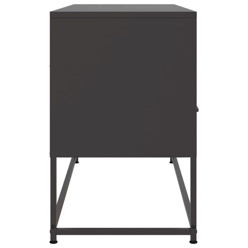 Industrial TV Stand with Drawers and Open Compartments – Steel