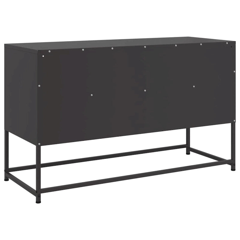 Industrial TV Stand with Drawers and Open Compartments – Steel