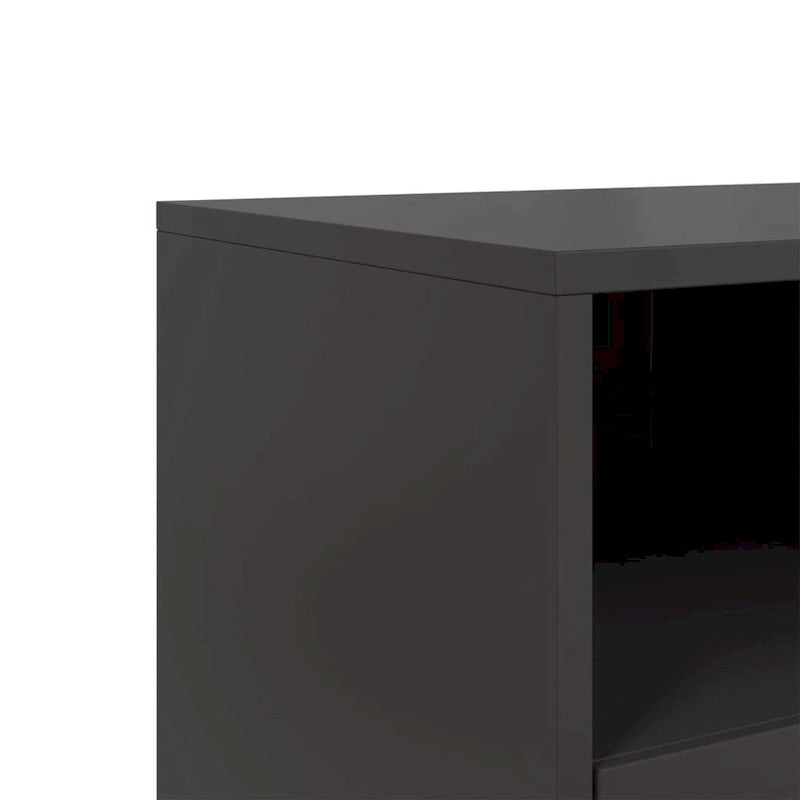 Industrial TV Stand with Drawers and Open Compartments – Steel