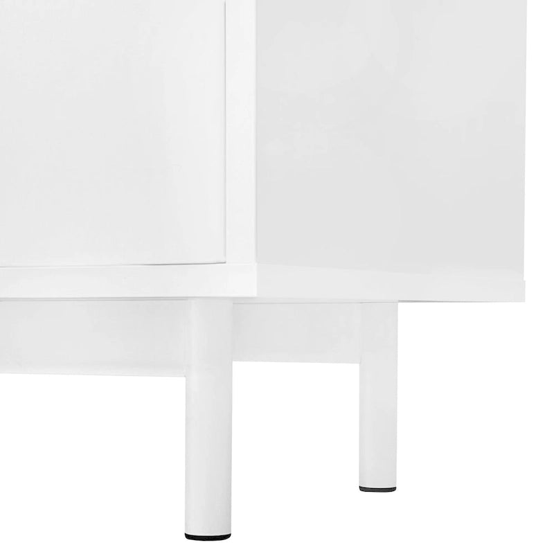 Modern Wave Pattern Storage Cabinet with 2 Doors, 2 Drawers and Adjustable Shelves