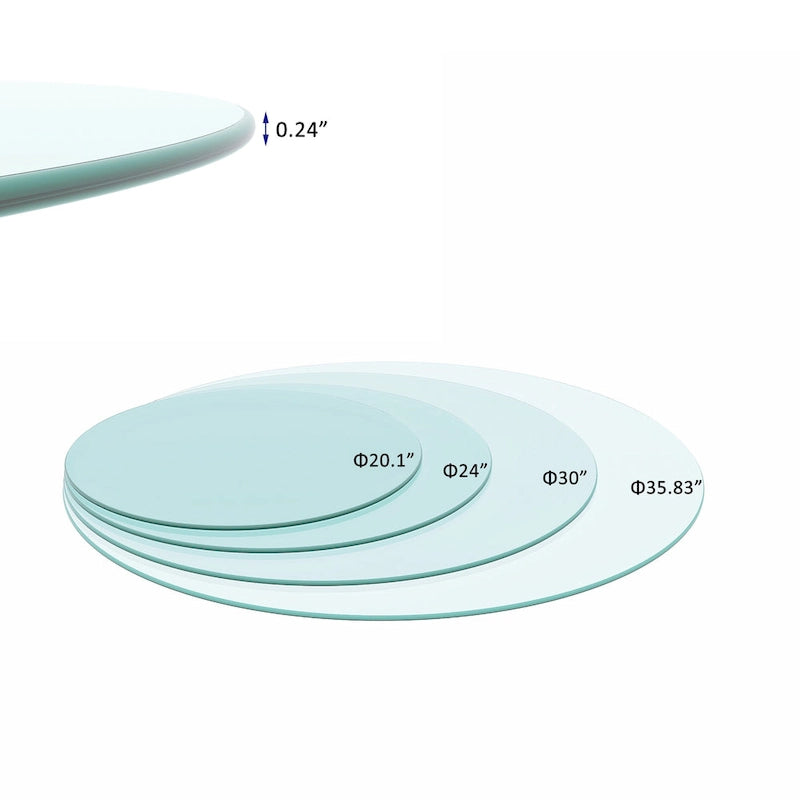 Round Tempered Glass Table Top with Polished Edge