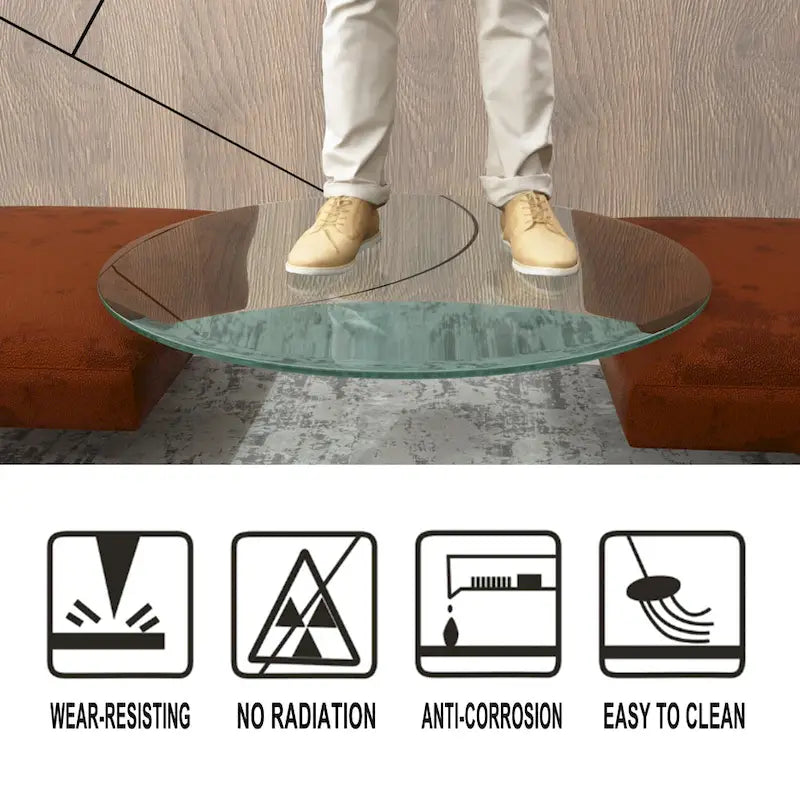 Round Tempered Glass Table Top with Polished Edge