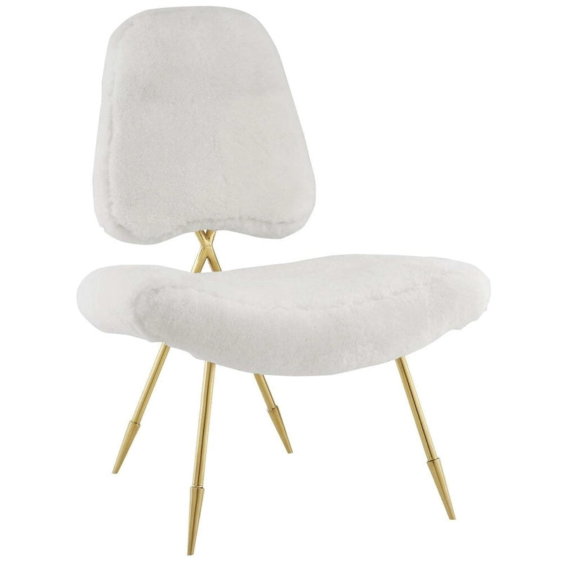 Upholstered Sheepskin Fur Lounge Chair