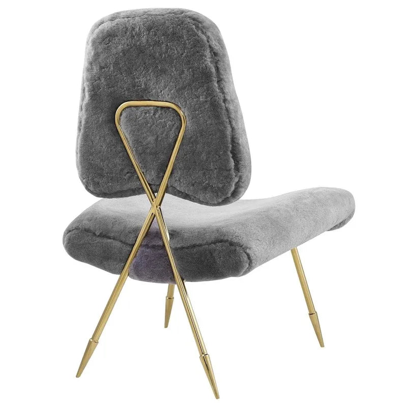 Upholstered Sheepskin Fur Lounge Chair
