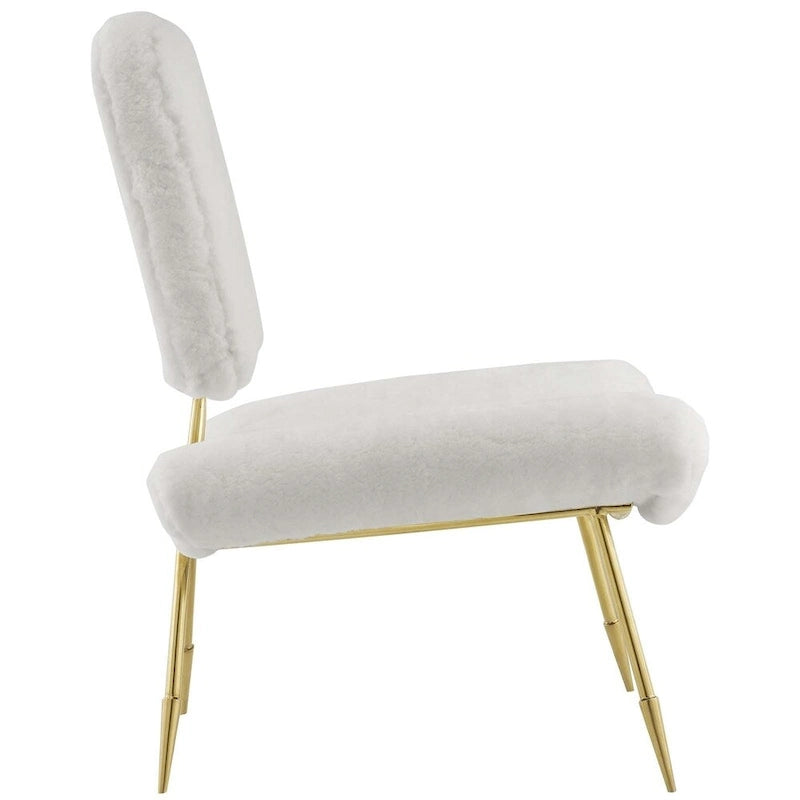 Upholstered Sheepskin Fur Lounge Chair