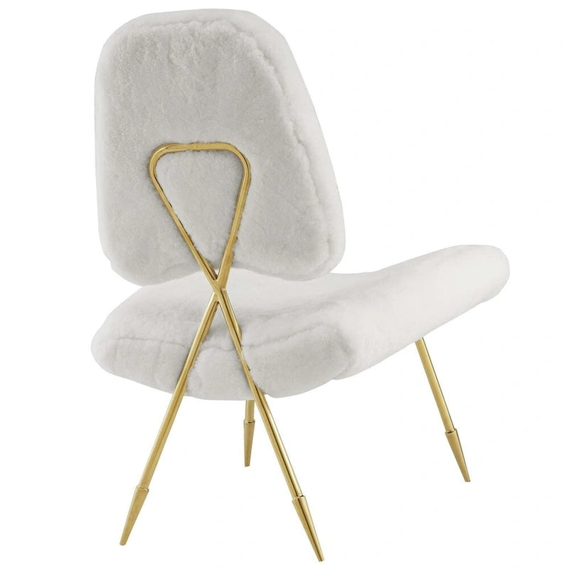 Upholstered Sheepskin Fur Lounge Chair
