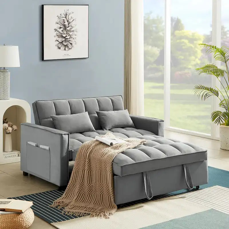 Convertible Loveseat Sleeper Sofa with 2 Pillows