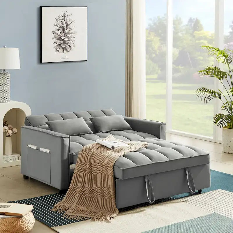 Convertible Loveseat Sleeper Sofa with 2 Pillows
