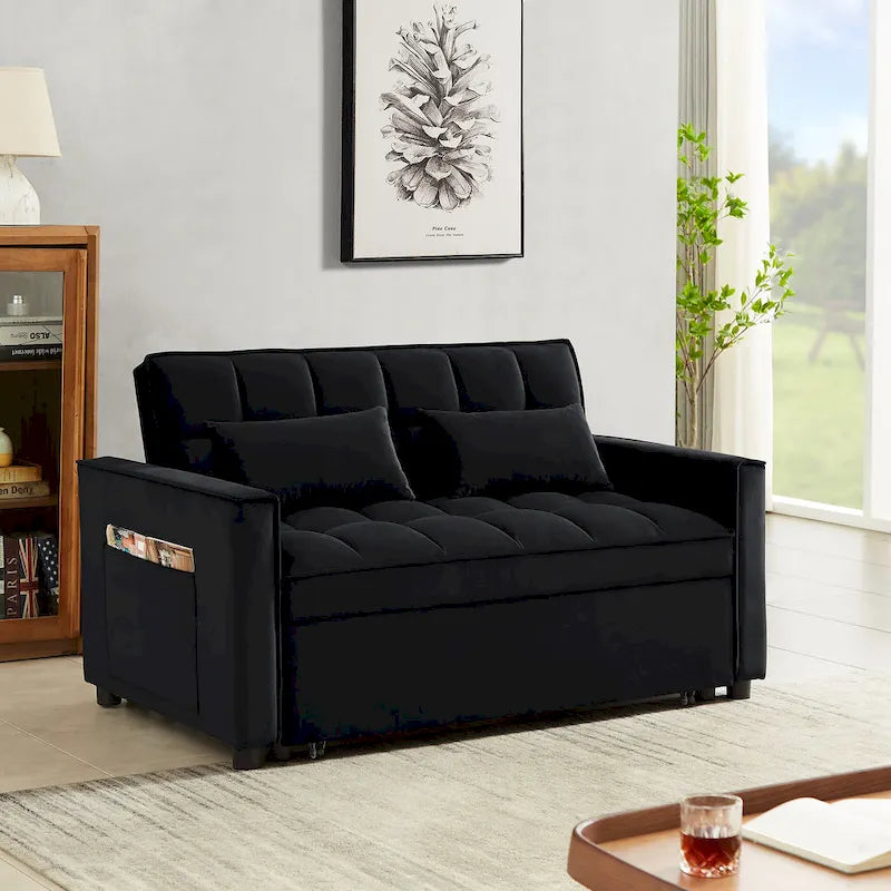 Convertible Loveseat Sleeper Sofa with 2 Pillows