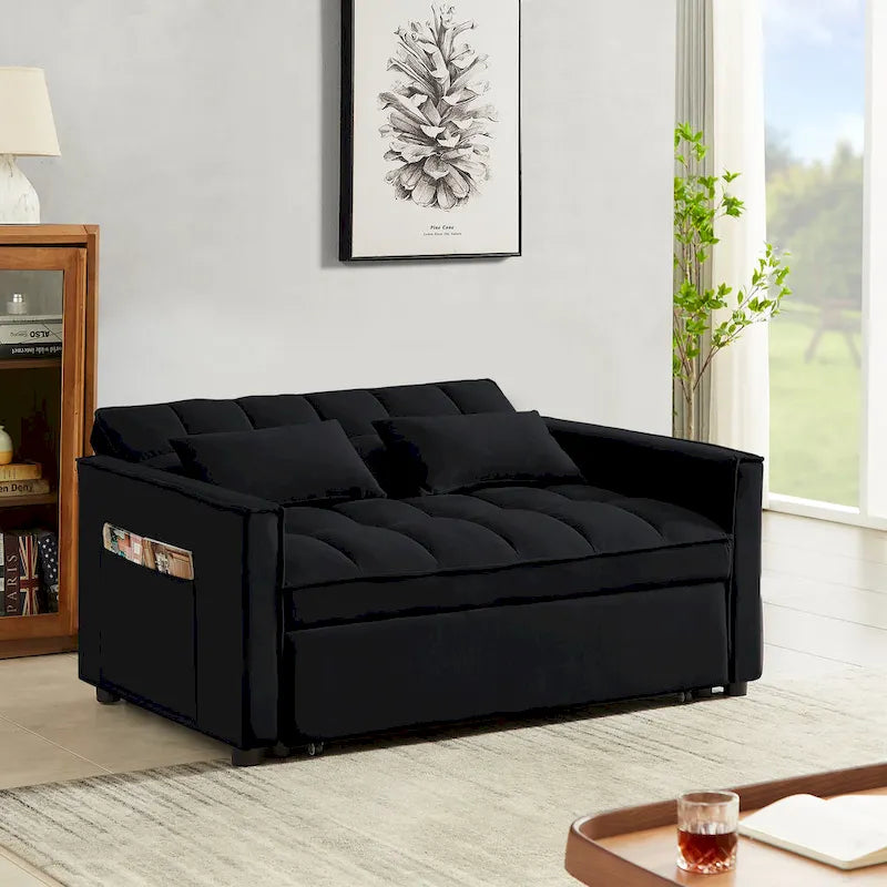 Convertible Loveseat Sleeper Sofa with 2 Pillows