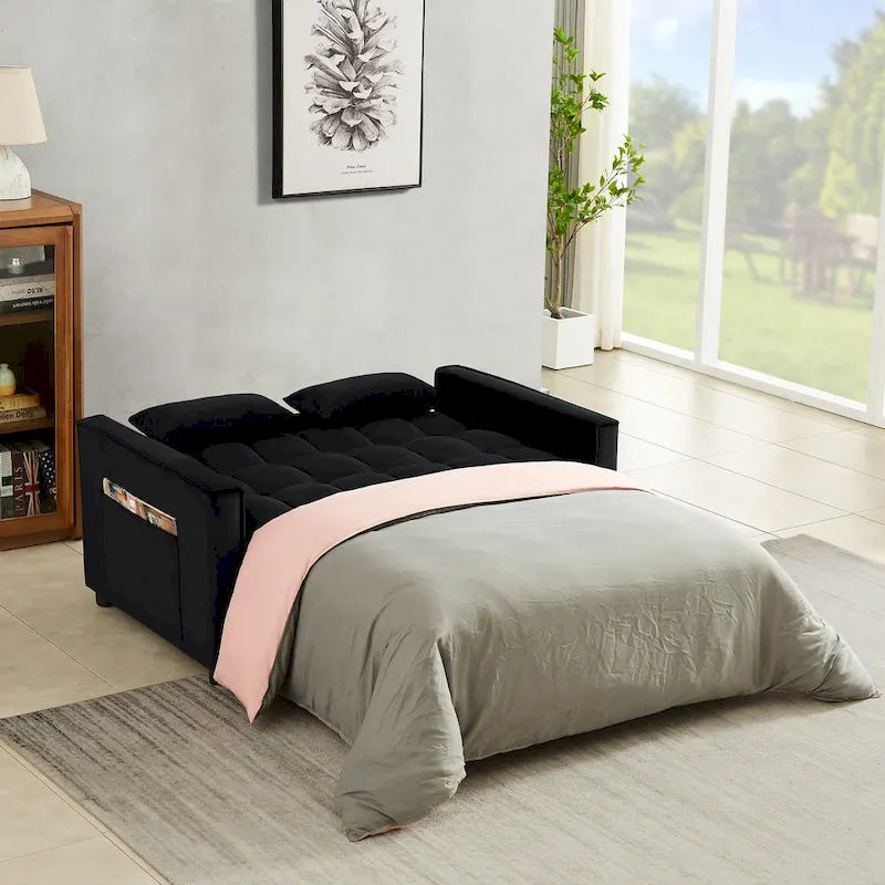 Convertible Loveseat Sleeper Sofa with 2 Pillows