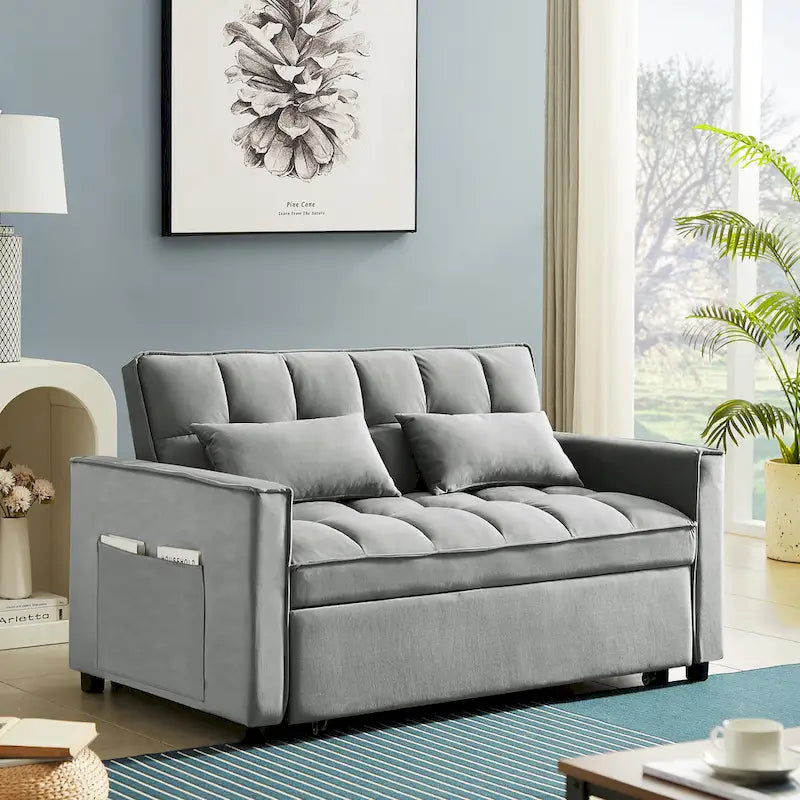 Convertible Loveseat Sleeper Sofa with 2 Pillows