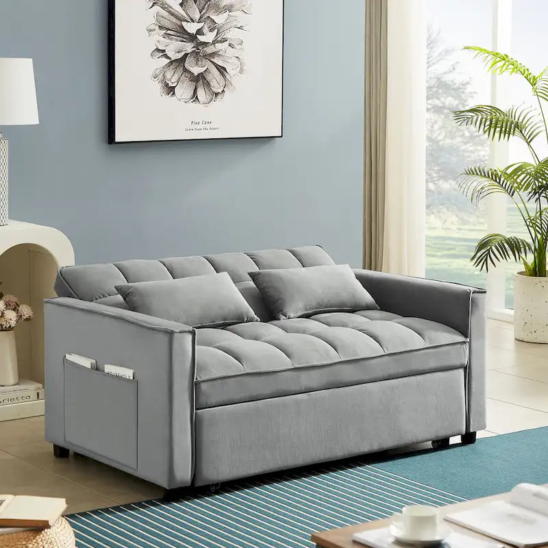 Convertible Loveseat Sleeper Sofa with 2 Pillows