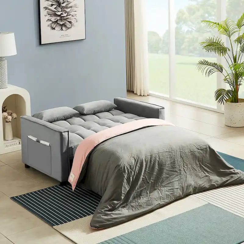 Convertible Loveseat Sleeper Sofa with 2 Pillows