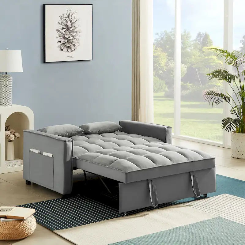 Convertible Loveseat Sleeper Sofa with 2 Pillows