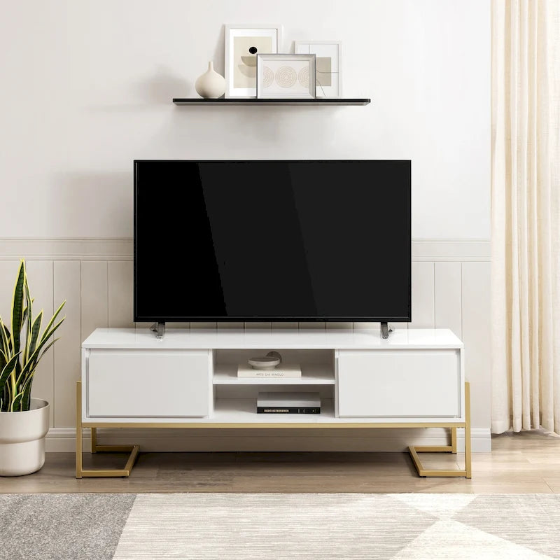Meuble TV 2 tiroirs en métal contemporain