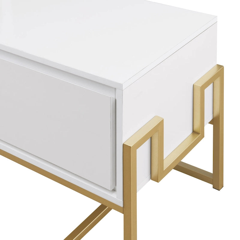 Contemporary Metal-Base 2-Drawer TV Stand