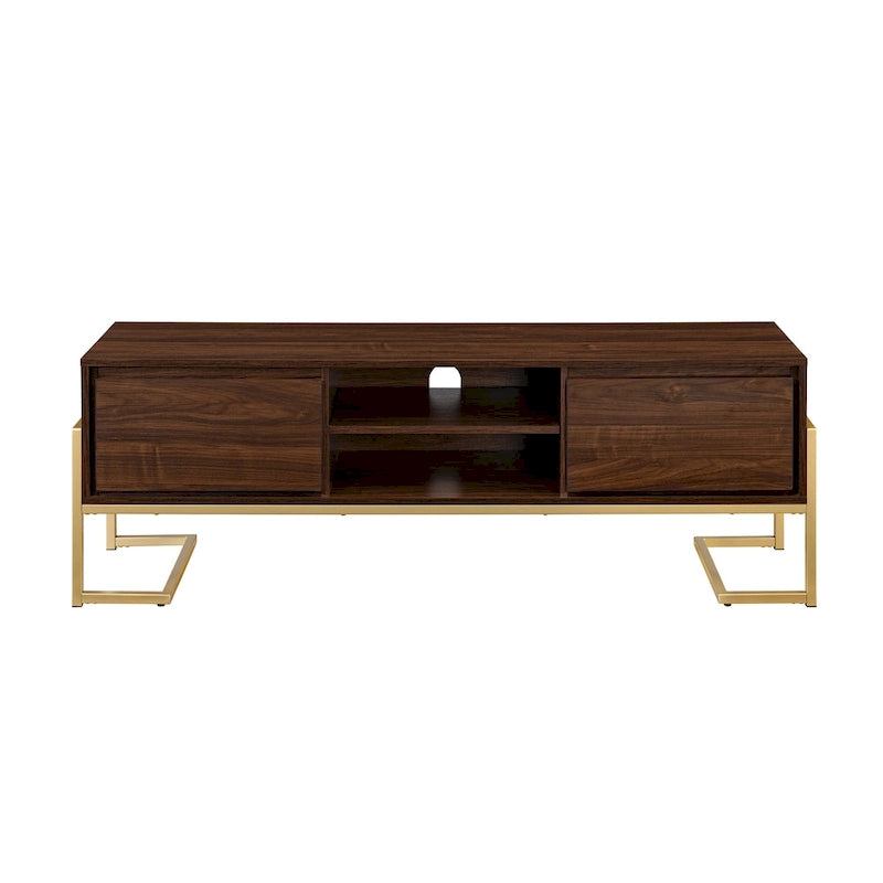 Contemporary Metal-Base 2-Drawer TV Stand