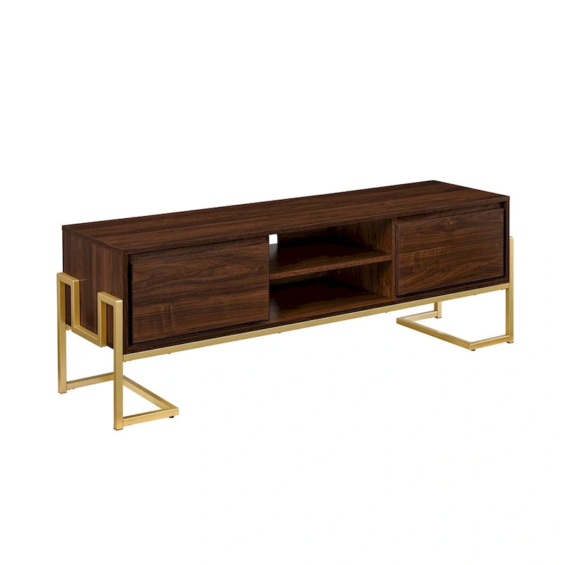 Contemporary Metal-Base 2-Drawer TV Stand