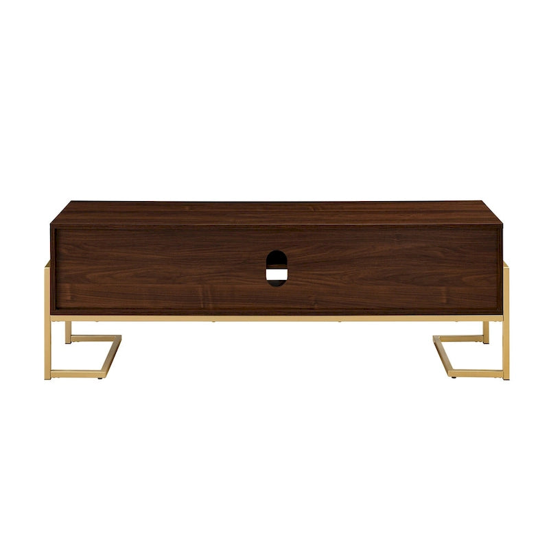 Contemporary Metal-Base 2-Drawer TV Stand