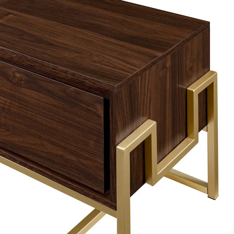 Contemporary Metal-Base 2-Drawer TV Stand
